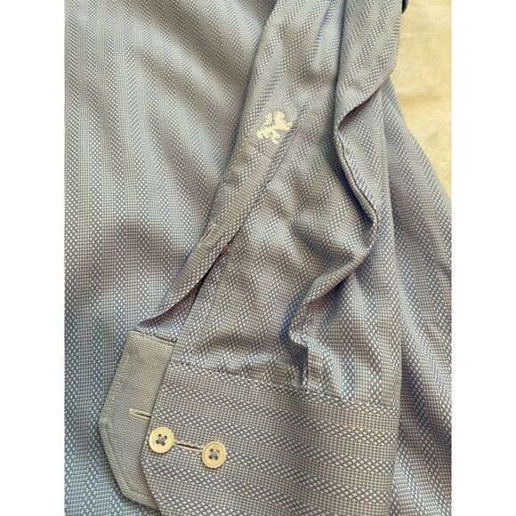 Bugatchi Uomo Mens Shirt Blue striped 16 32/33 - Picture 6 of 6